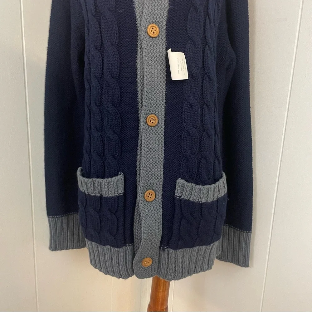 Vintage 100% Wool Cardigan Women’s M Long Sleeve Button Down Cable Knit - Picture 3 of 8
